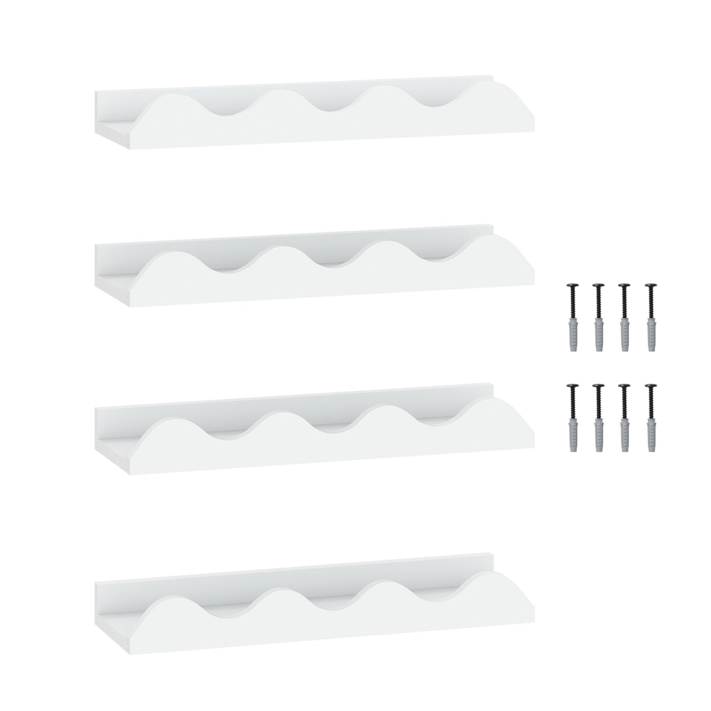 Floating Nursery Book Shelves Set of 4 - White Fir Wood