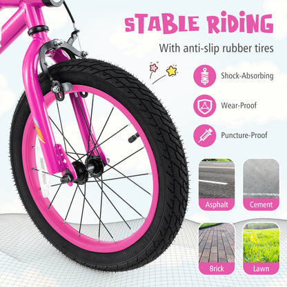 18 Inch LED Lighted Kids Bike with Training Wheels and Headlight for Ages 4-8 Years-18 inches