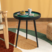 16 Inch Mid-century Modern Coffee End Table with Sea Shell Decoration-Green