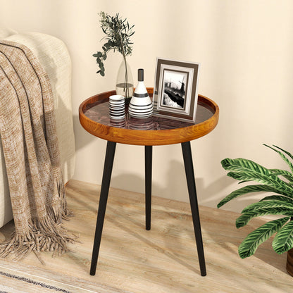 Round Sea Shell End Table with Epoxy Resin Finish
