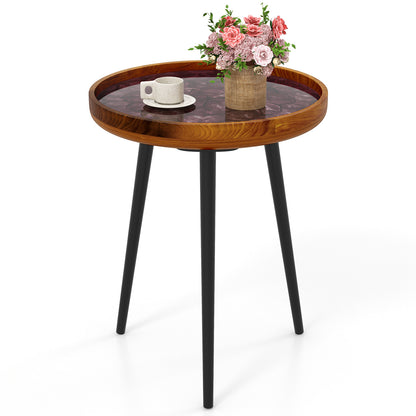 Round Sea Shell End Table with Epoxy Resin Finish