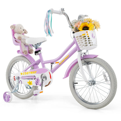 18 Inch Girls Bike Kids Bicycle with Doll Seat and Streamers for Children 4-8 Years Old - 8 Years Old