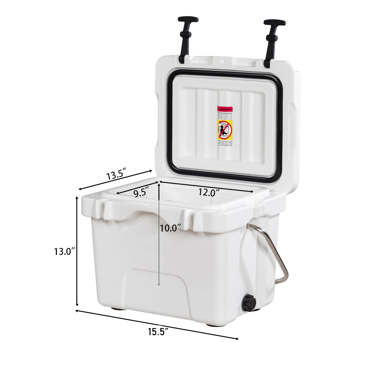 16 Quart 24-Can Capacity Portable Insulated Ice Cooler with 2 Cup Holders-Gray - White
