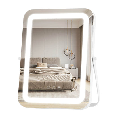 16 x 12 Inch Rectangular Vanity Makeup Mirror with 3 Color Dimmable Lighting-White