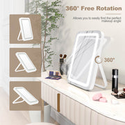 16 x 12 Inch Rectangular Vanity Makeup Mirror with 3 Color Dimmable Lighting-White