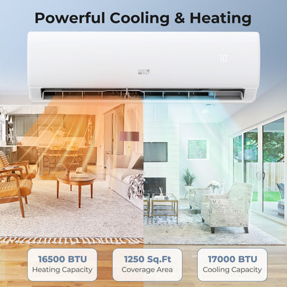 17000 BTU 208/230V Mini Split Air Conditioner and Heater Pump System