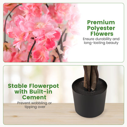 5.5 FT Tall Artificial Cherry Blossom Tree with Pink/White Flowers 2 Pack-Pink