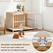 40 Inch Dog Crate Furniture Dog Kennel with Dual Lockable Double Doors-Natural