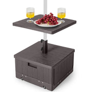 175 LBS Outdoor Fillable Umbrella Base with Table Tray-Brown