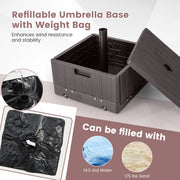 175 LBS Outdoor Fillable Umbrella Base with Table Tray-Brown