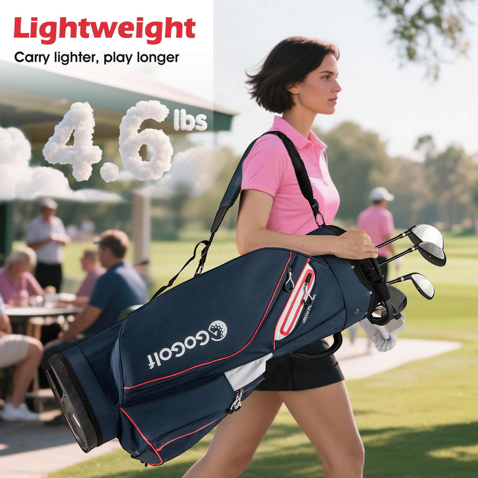 Golf Cart Bag Lightweight Portable Golf Club Organizer Bag-Navy