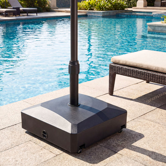 176 LBS Fillable Mobile Umbrella Base with 4 Wheels and 2 Locks