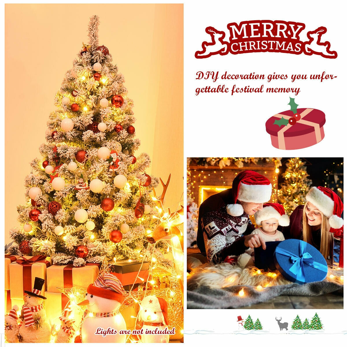 4.5 Feet Snow Flocked Artificial Christmas Tree with 400 Tips