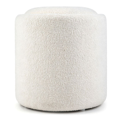17 Inches Round Storage Ottoman with Flipping Lid-Beige