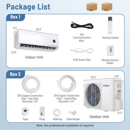 18000 BTU 18.1 SEER2 208/230V Mini Split Air Conditioner Works with Alexa