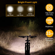 10000lm Bike Headlight USB Rechargeable LED