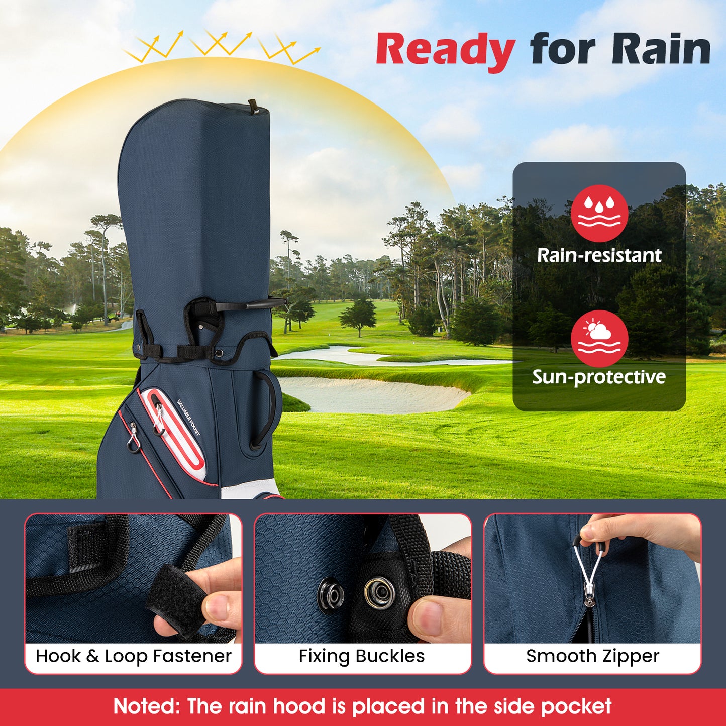 Golf Cart Bag Lightweight Portable Golf Club Organizer Bag-Navy
