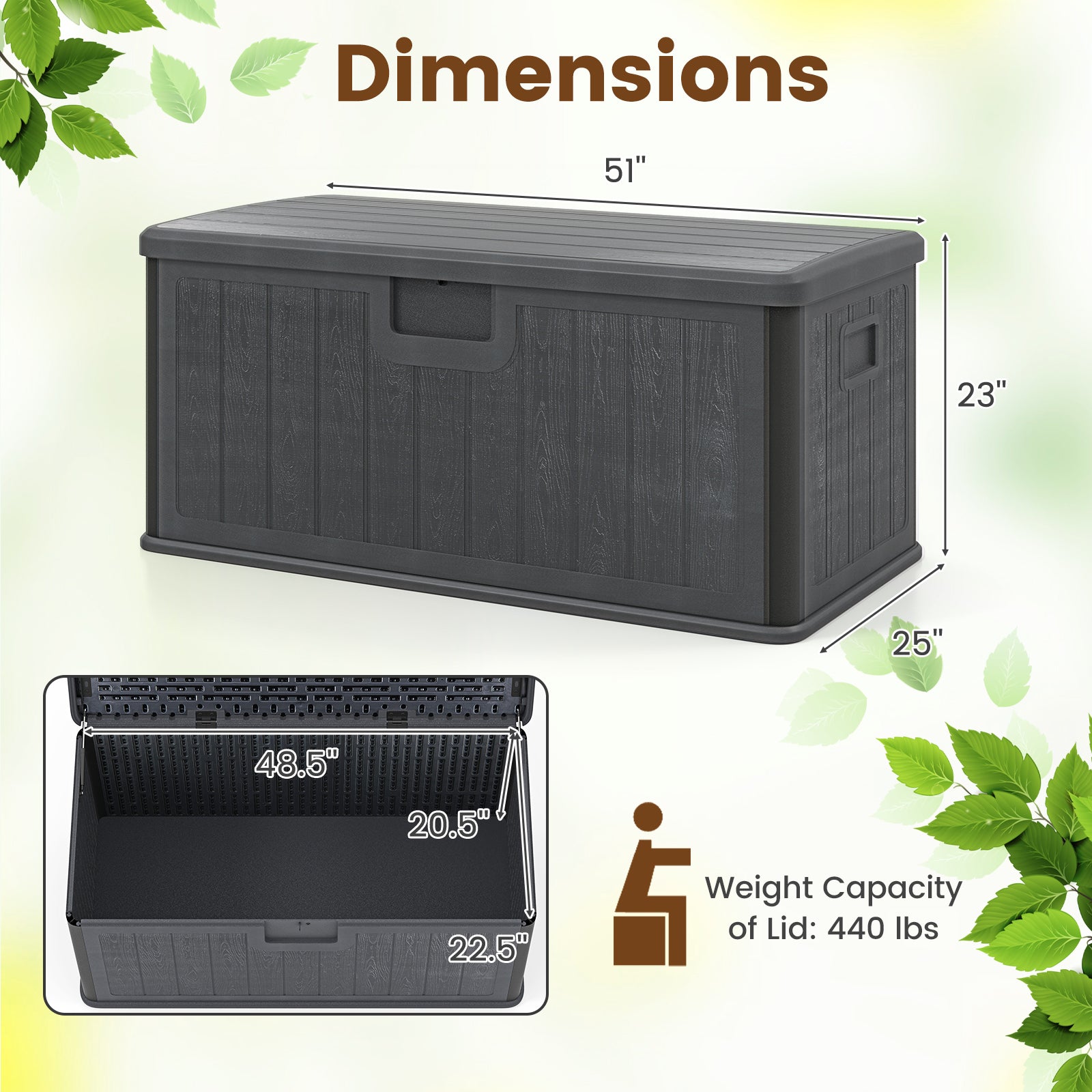 100 Gallon Large Deck Box with Lockable Lid for Patio