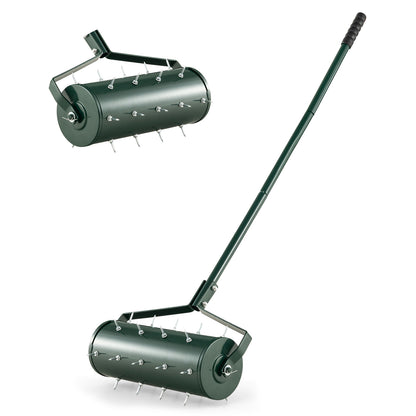 18/21 Inch Manual Lawn Aerator with Detachable Handle Filled with Sand or Stone