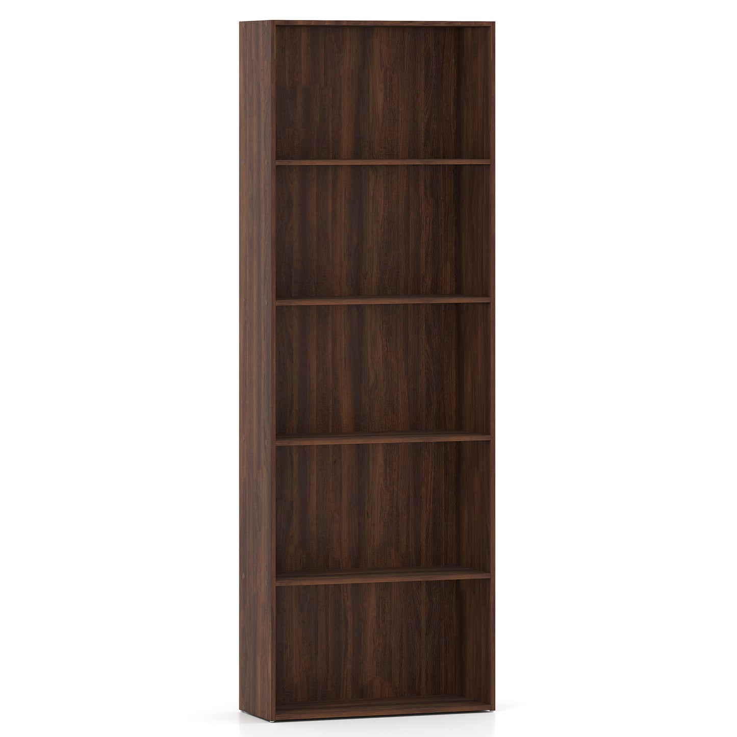 5-Shelf Storage Bookcase Modern Multi-Functional Display Cabinet Furniture-Walnut - Walnut