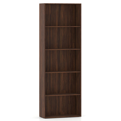 5-Shelf Storage Bookcase Modern Multi-Functional Display Cabinet Furniture-Walnut - Walnut