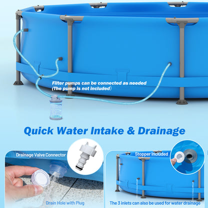 690/978/1158/1617 Gal Outdoor Family Swimming Pool with Metal Frame-12 ft