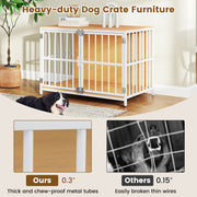40 Inch Dog Crate Furniture Dog Kennel with Dual Lockable Double Doors-Natural