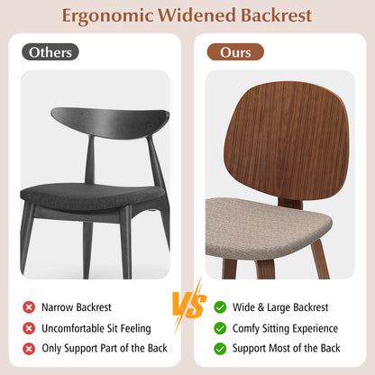 Wooden Dining Chair Set of 2 with Bentwood Frame and Padded Seat-Walnut