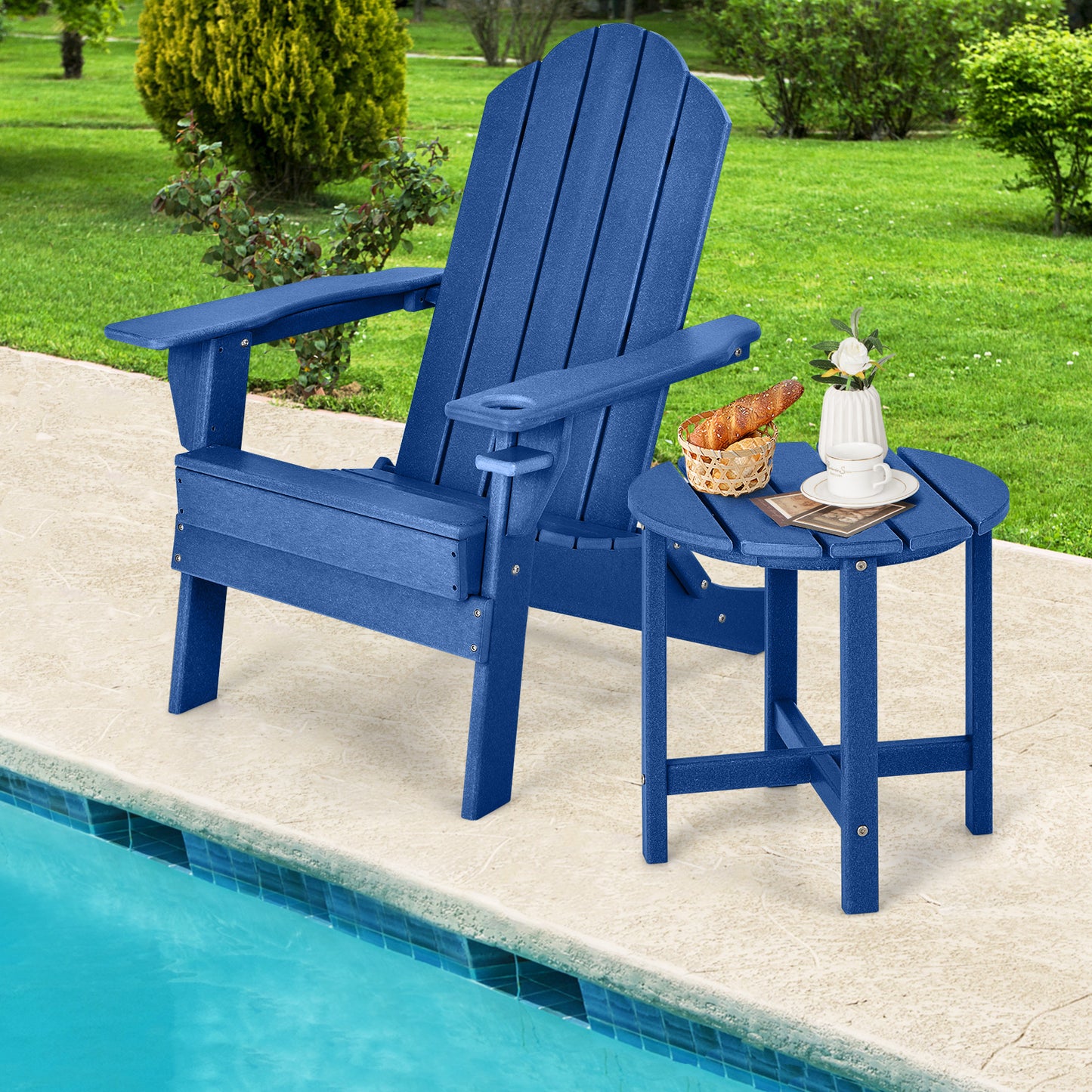 18 Inch Round Weather-Resistant Adirondack Side Table