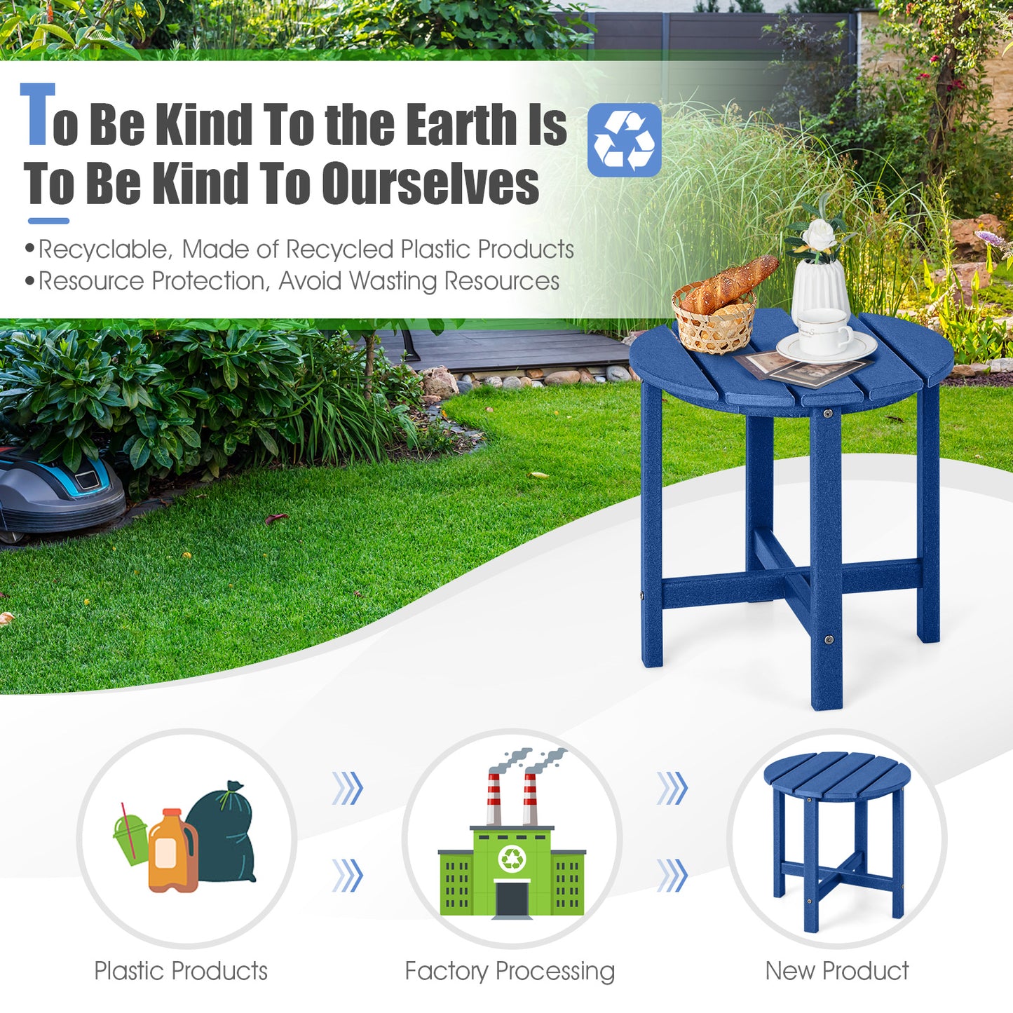 18 Inch Round Weather-Resistant Adirondack Side Table