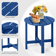 18 Inch Round Weather-Resistant Adirondack Side Table-Navy