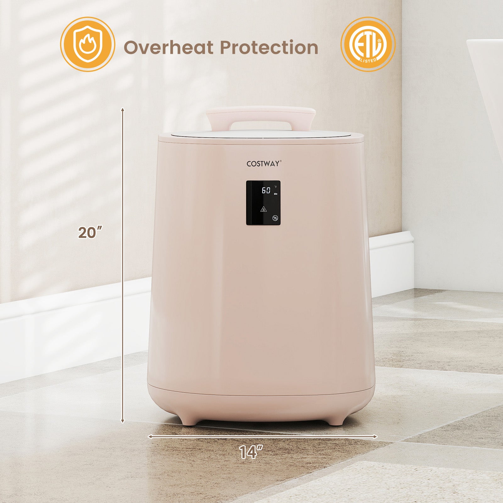 18L Large Towel Warmer with LED Display and Auto Shut off-Pink
