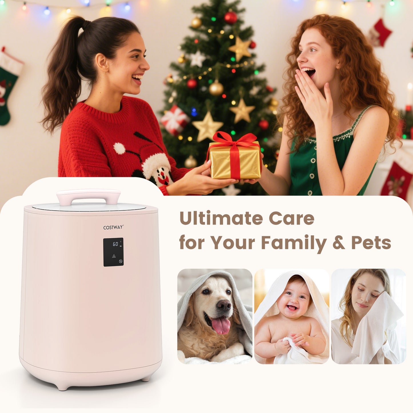 18L Large Towel Warmer with LED Display and Auto Shut off-Pink