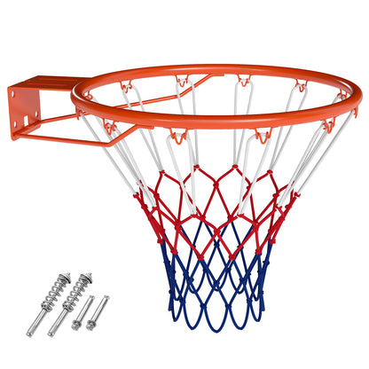 18" Basketball Rim Heavy Duty Wall Mounted Basketball Rim Goal Replacement-Orange - Orange