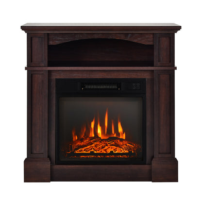 18 Inch 1400W Electric TV Stand Fireplace with Shelf-Natural - Natural