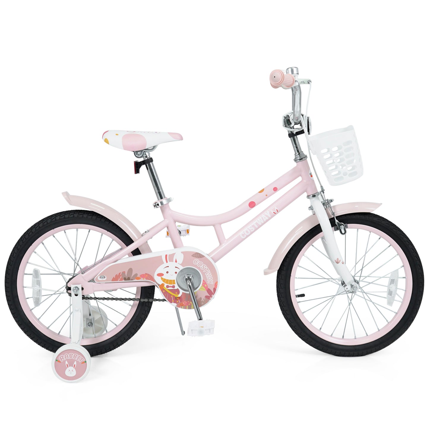 18 Inch Kids Bike with Training Wheels and Front Basket
