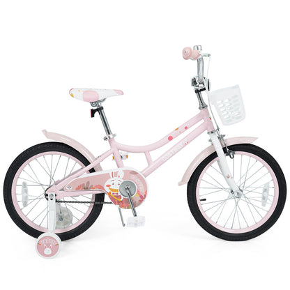 18 Inch Kids Bike with Training Wheels and Front Basket