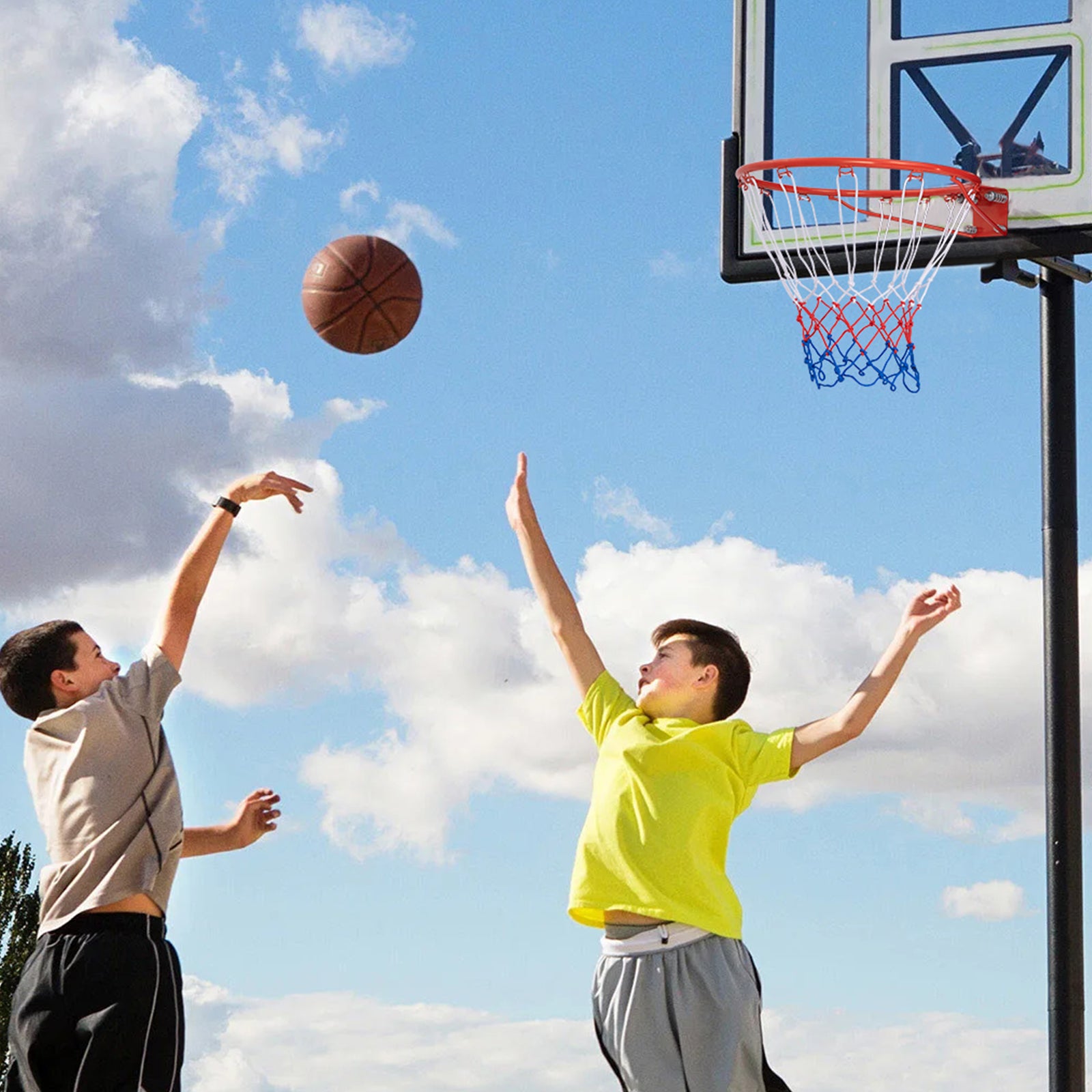 18 Inch Basketball Rim Goal Replacement with All Weather Net and Mounting Hardware-Orange
