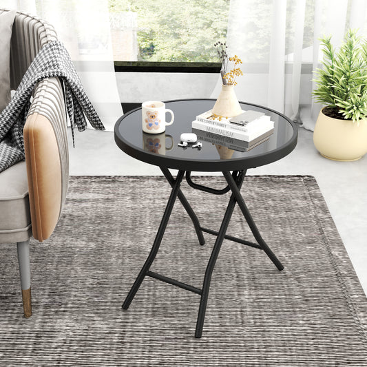 18 Inch Folding Side Table Patio Round Compact Coffee Table