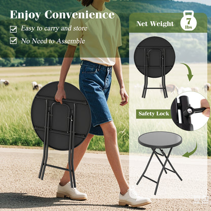18 Inch Folding Side Table Patio Round Compact Coffee Table