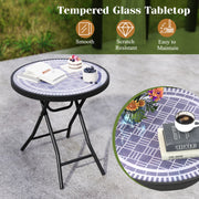 18 Inch Folding Side Table Patio Round Compact Coffee Table-Gray