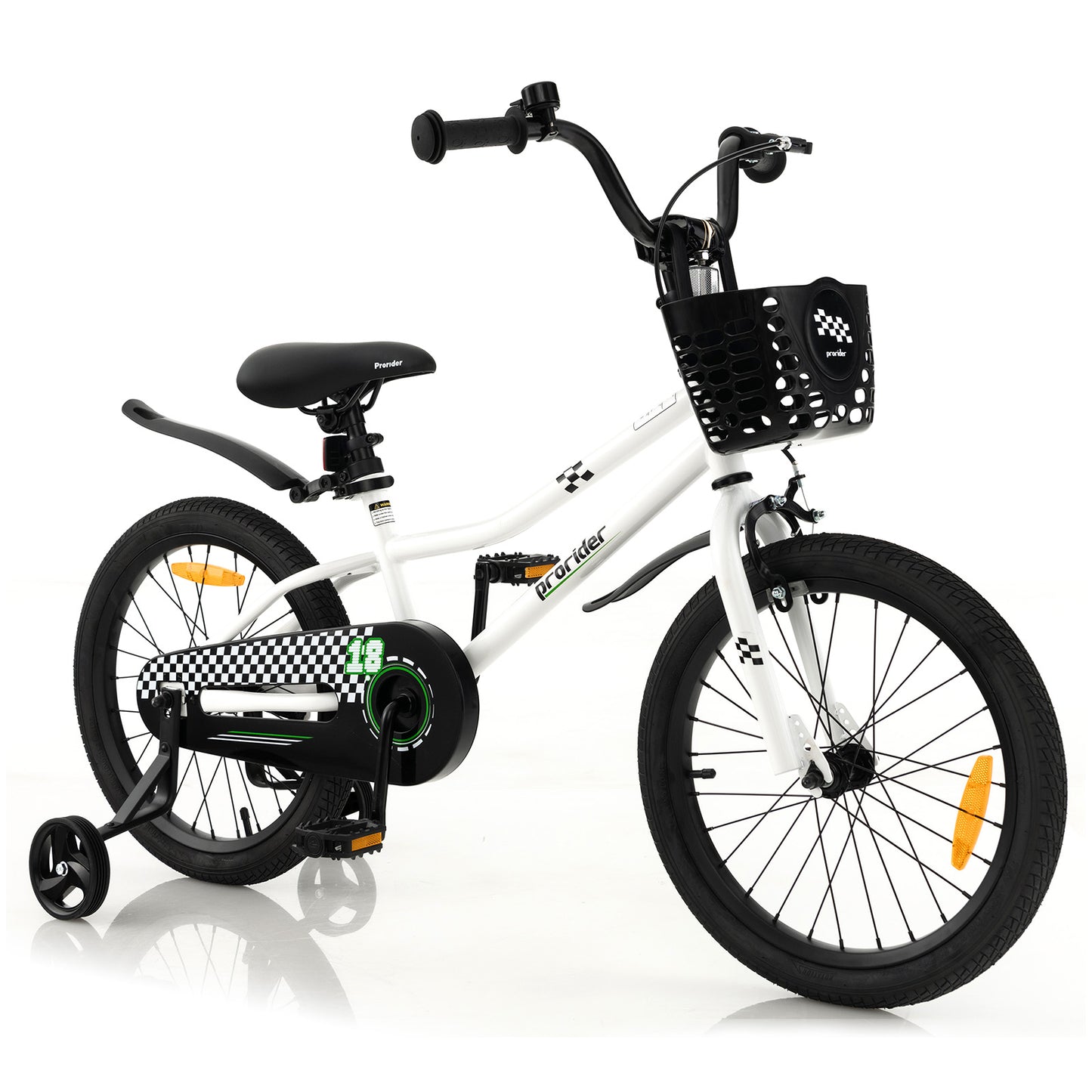 18 Feet Kids Bike with Removable Training Wheels-Blue - Black & White