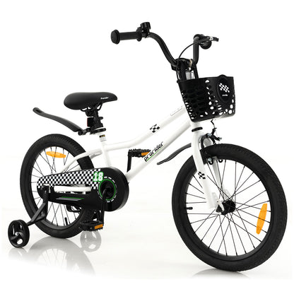 18 Feet Kids Bike with Removable Training Wheels-Blue - Black & White