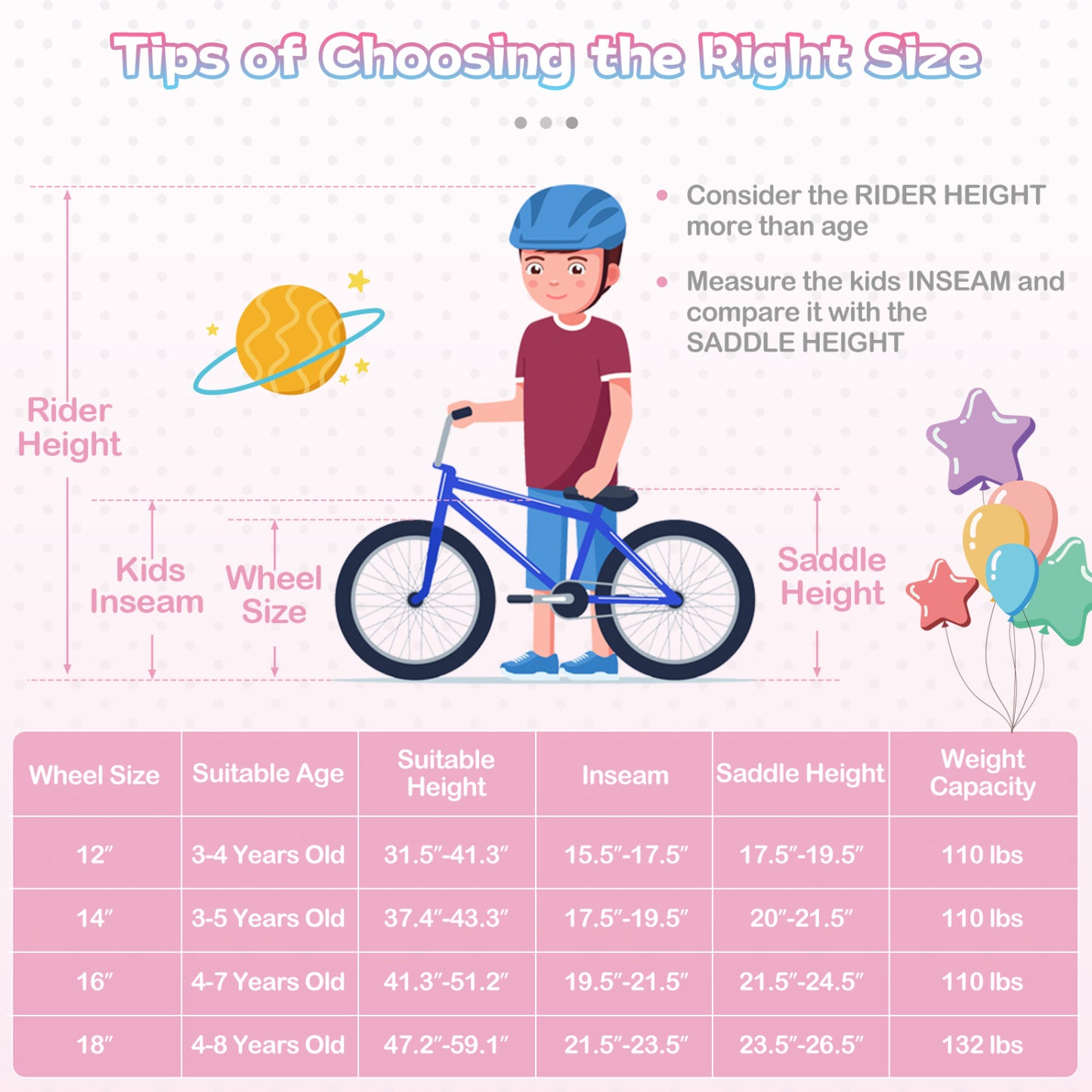 18-Inch Kids Bike Adjustable with Basket and Streamers Pink - Princess of the Sea Theme