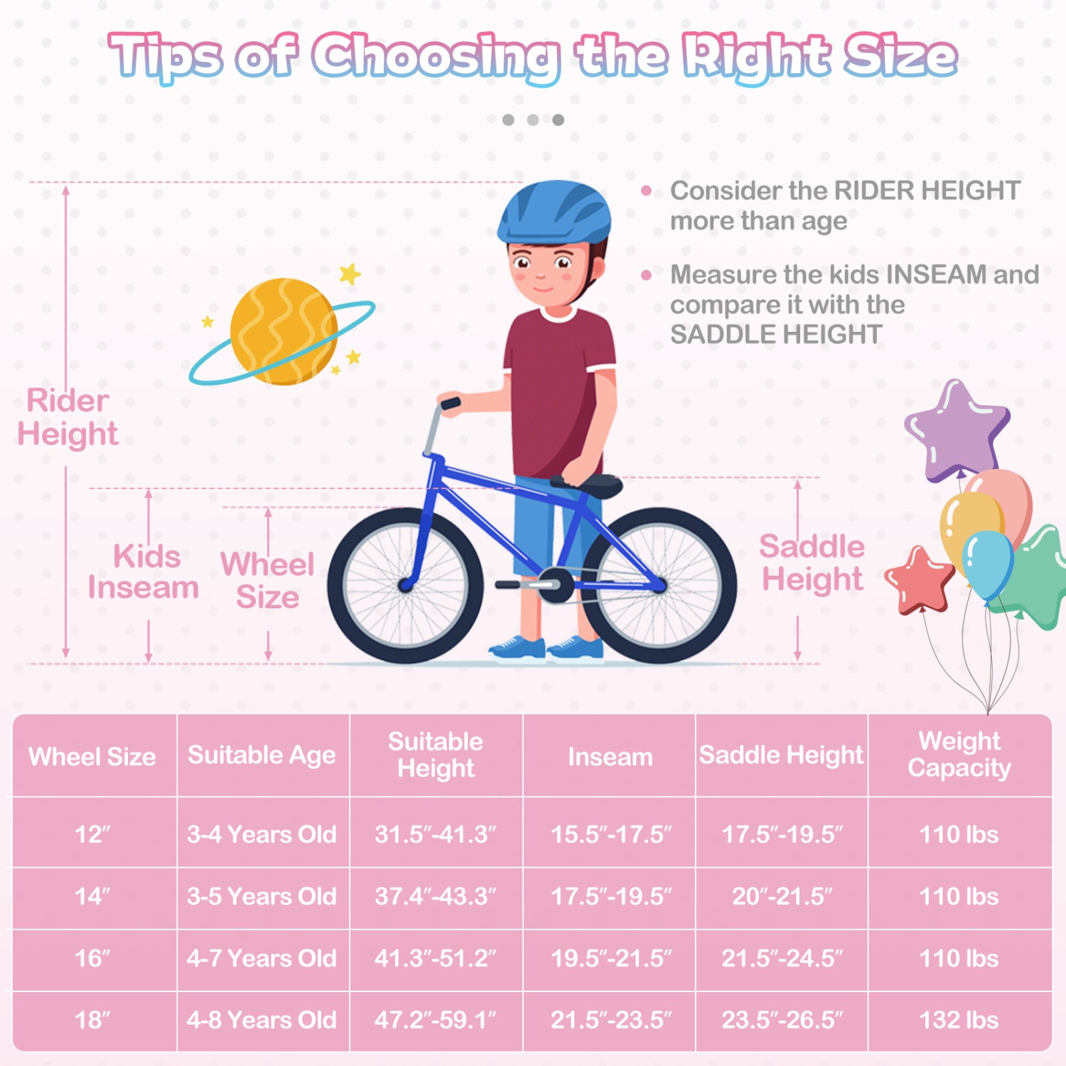 18-Inch Kids Bike Adjustable with Basket and Streamers Pink - Princess of the Sea Theme
