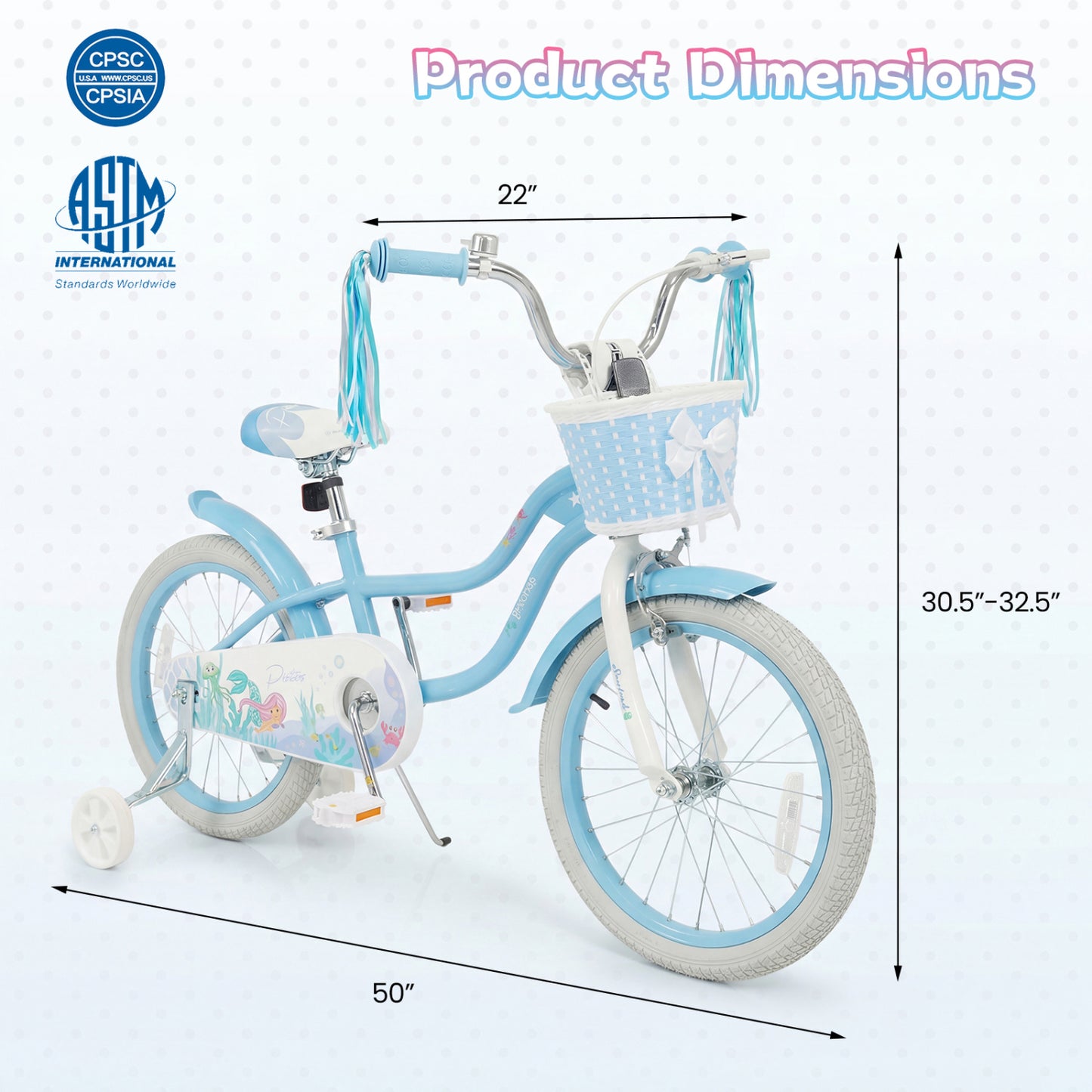 Kids Bike 12-20 Inch with Training Wheels & Basket