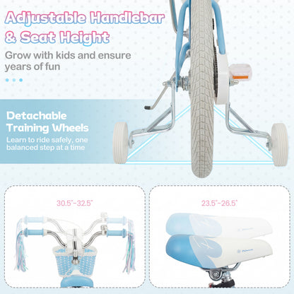 Kids Bike 12-20 Inch with Training Wheels & Basket