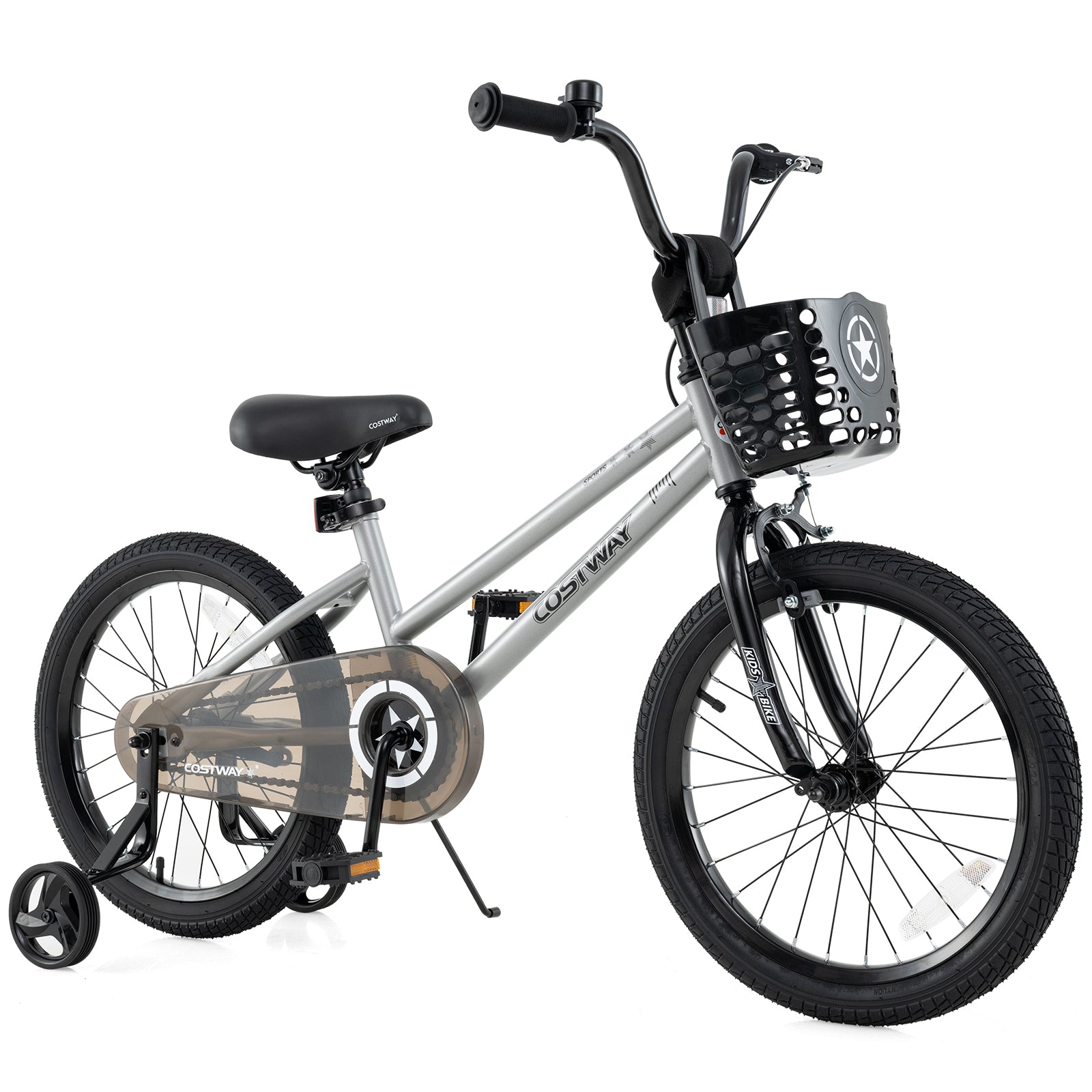 14 Inch Kids Bike Adjustable with Transparent Chain Cover for 4-5 Years Old - 8 Years Old