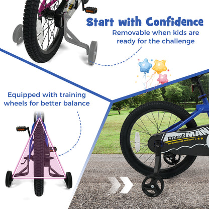 Kids Bike 14-Inch with Removable Training Wheels Navy