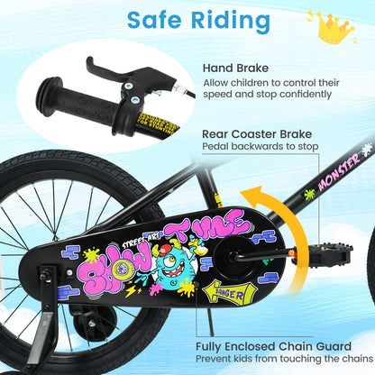 18-Inch Kids Bike with Training Wheels for Ages 4-8